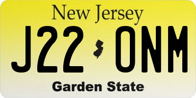 NJ license plate J22ONM