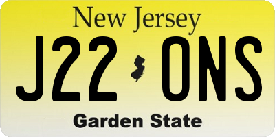 NJ license plate J22ONS