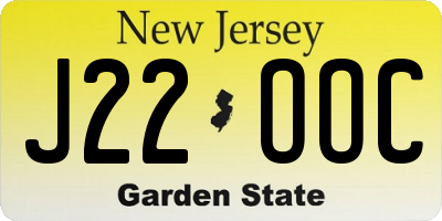 NJ license plate J22OOC