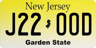 NJ license plate J22OOD