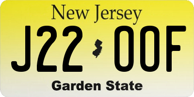 NJ license plate J22OOF