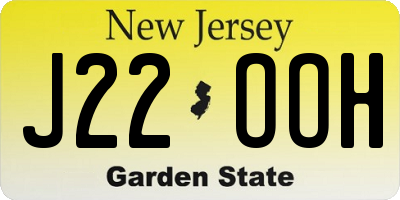 NJ license plate J22OOH