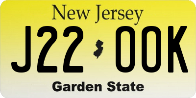 NJ license plate J22OOK