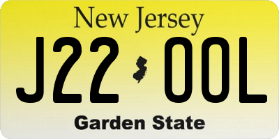 NJ license plate J22OOL