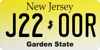 NJ license plate J22OOR
