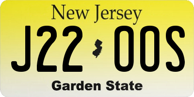 NJ license plate J22OOS
