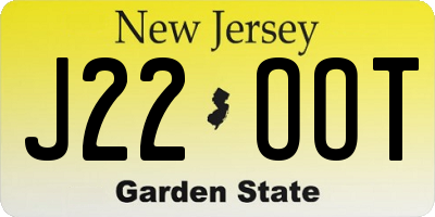 NJ license plate J22OOT