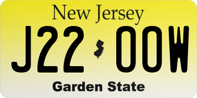 NJ license plate J22OOW