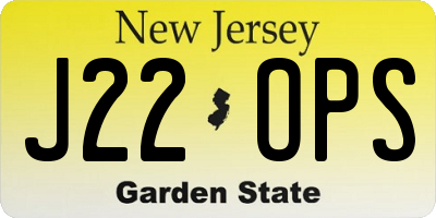NJ license plate J22OPS