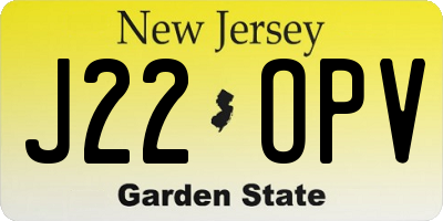NJ license plate J22OPV
