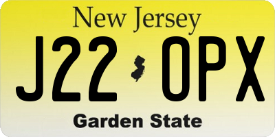 NJ license plate J22OPX