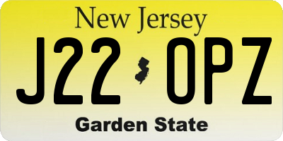 NJ license plate J22OPZ