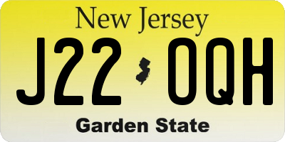 NJ license plate J22OQH