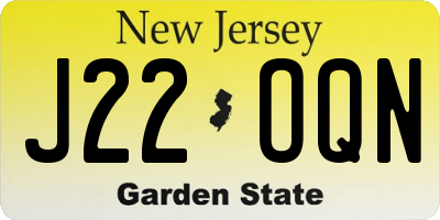 NJ license plate J22OQN