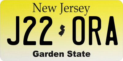 NJ license plate J22ORA