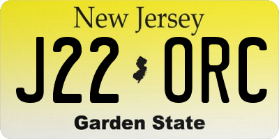 NJ license plate J22ORC