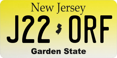 NJ license plate J22ORF