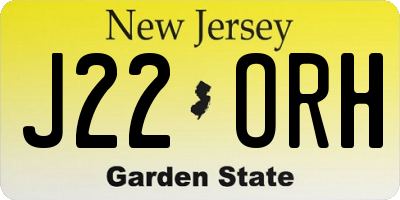 NJ license plate J22ORH