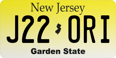 NJ license plate J22ORI