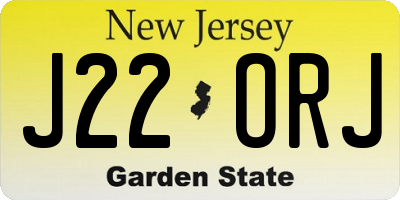 NJ license plate J22ORJ