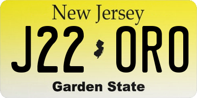 NJ license plate J22ORO