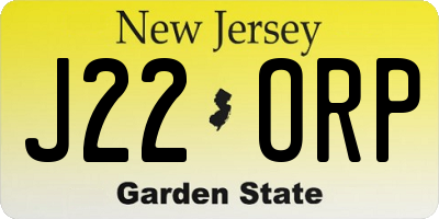 NJ license plate J22ORP
