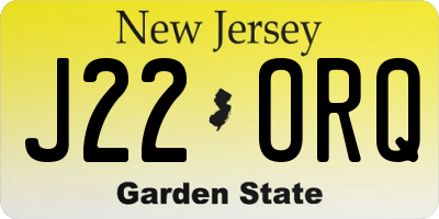 NJ license plate J22ORQ
