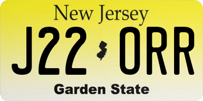 NJ license plate J22ORR