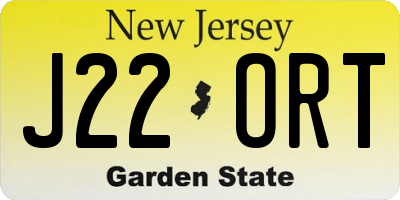 NJ license plate J22ORT