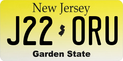 NJ license plate J22ORU