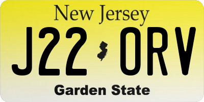 NJ license plate J22ORV