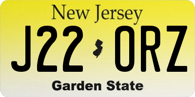 NJ license plate J22ORZ