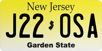 NJ license plate J22OSA