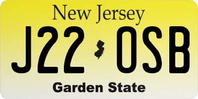 NJ license plate J22OSB