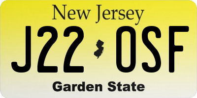 NJ license plate J22OSF