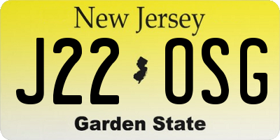 NJ license plate J22OSG