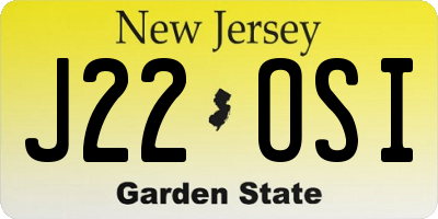 NJ license plate J22OSI