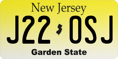 NJ license plate J22OSJ