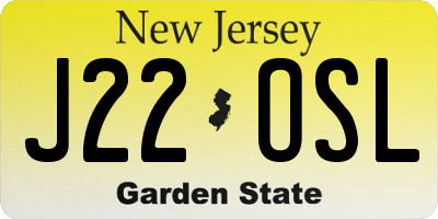 NJ license plate J22OSL