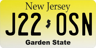 NJ license plate J22OSN