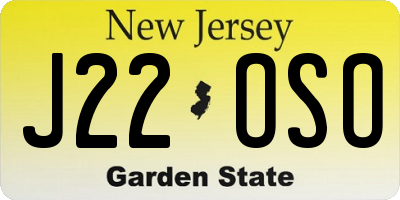NJ license plate J22OSO