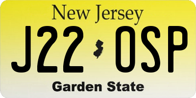 NJ license plate J22OSP