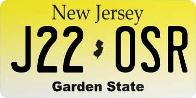 NJ license plate J22OSR