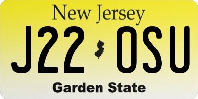 NJ license plate J22OSU