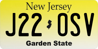 NJ license plate J22OSV