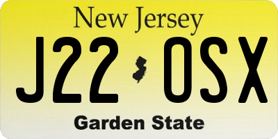 NJ license plate J22OSX