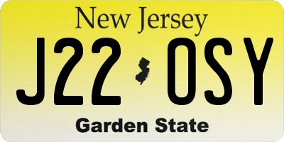 NJ license plate J22OSY