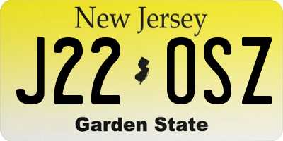 NJ license plate J22OSZ