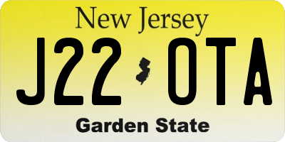 NJ license plate J22OTA