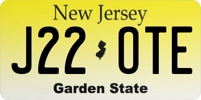 NJ license plate J22OTE
